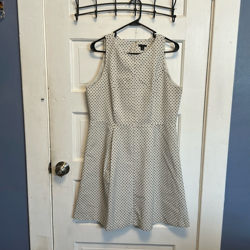 Ann Taylor Cream Polka Dot Midi Dress